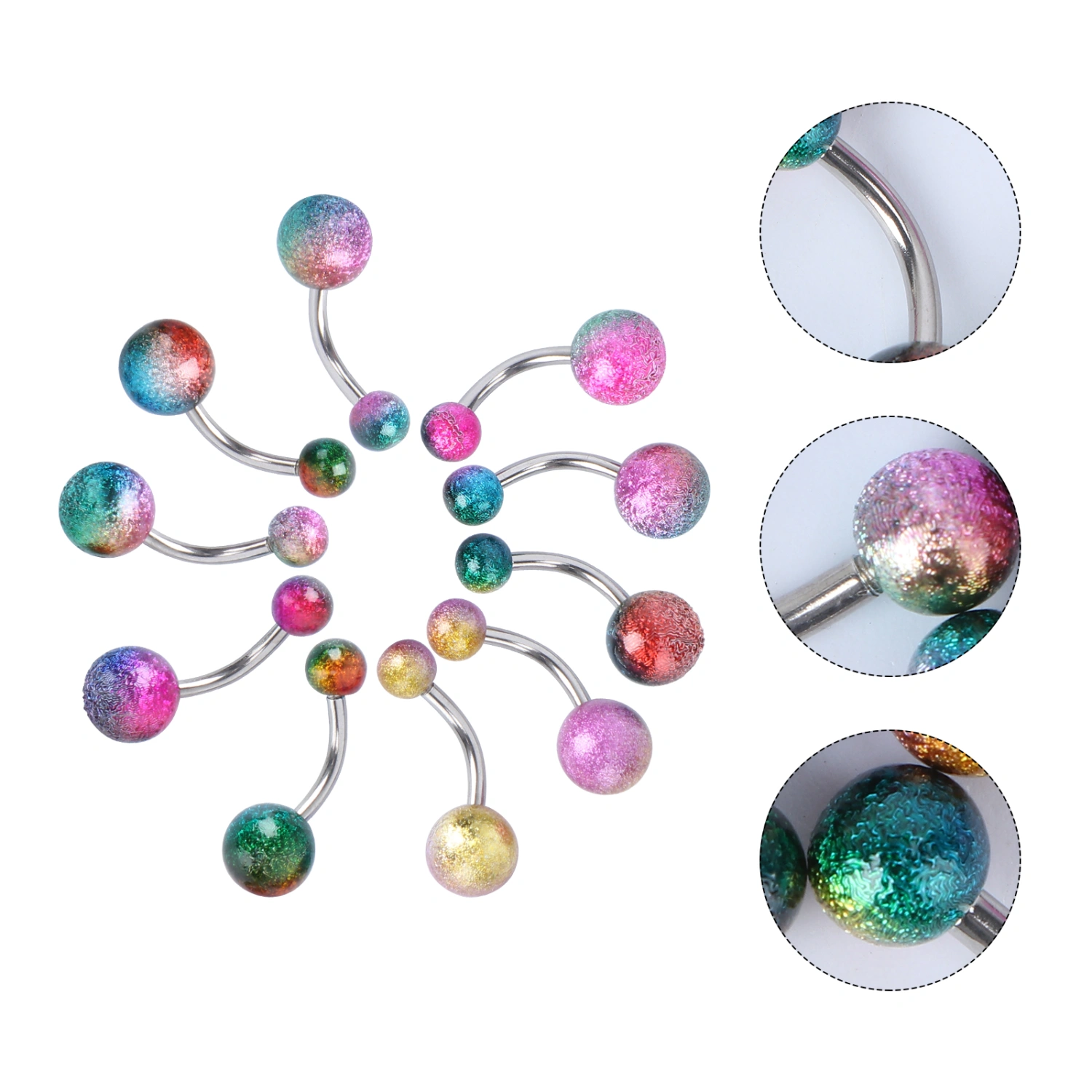 10Pcs Stainless Steel Belly Rings Body Piercings Jewelry Medical Belly Buckles Rings for Girl Women