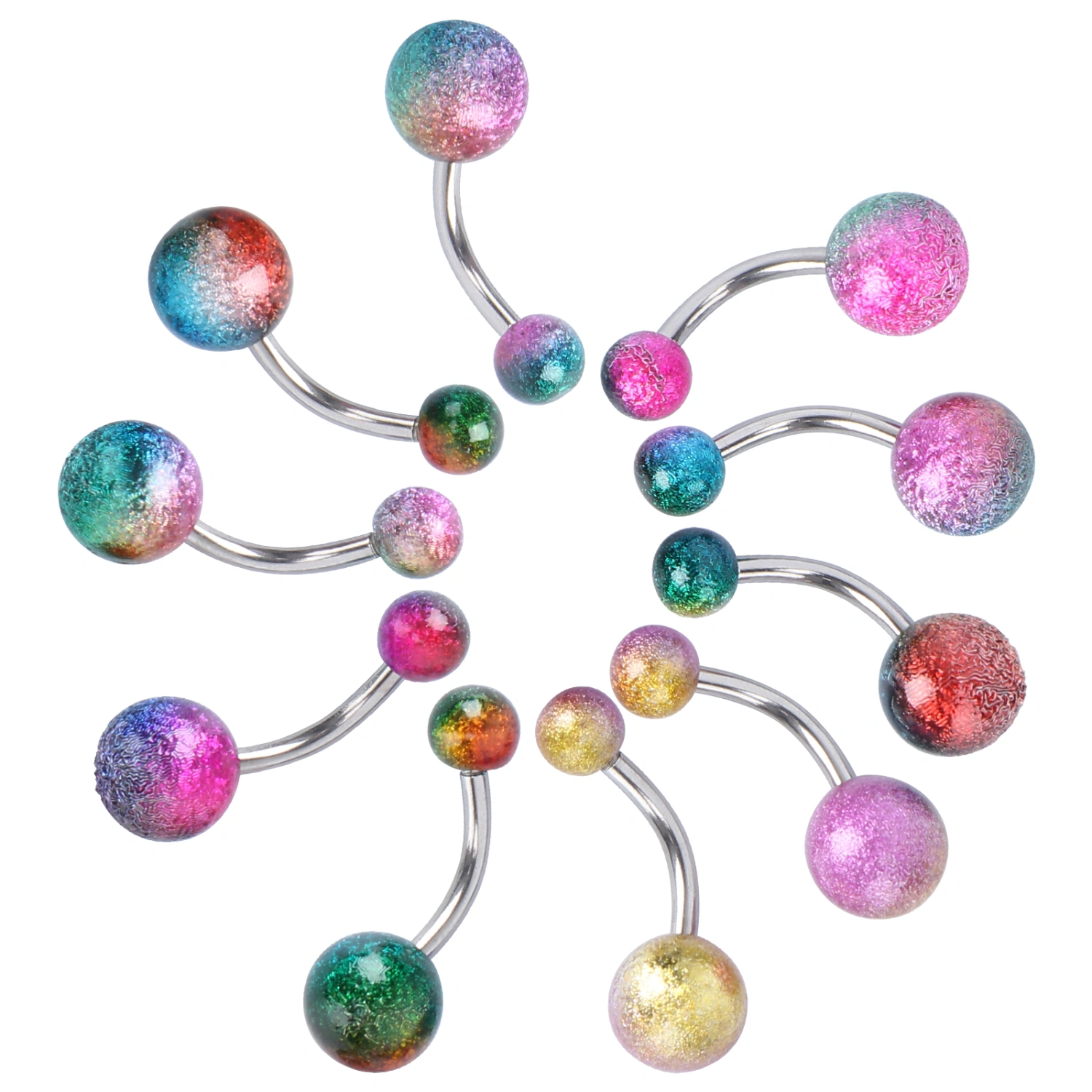 10Pcs Stainless Steel Belly Rings Body Piercings Jewelry Medical Belly Buckles Rings for Girl Women