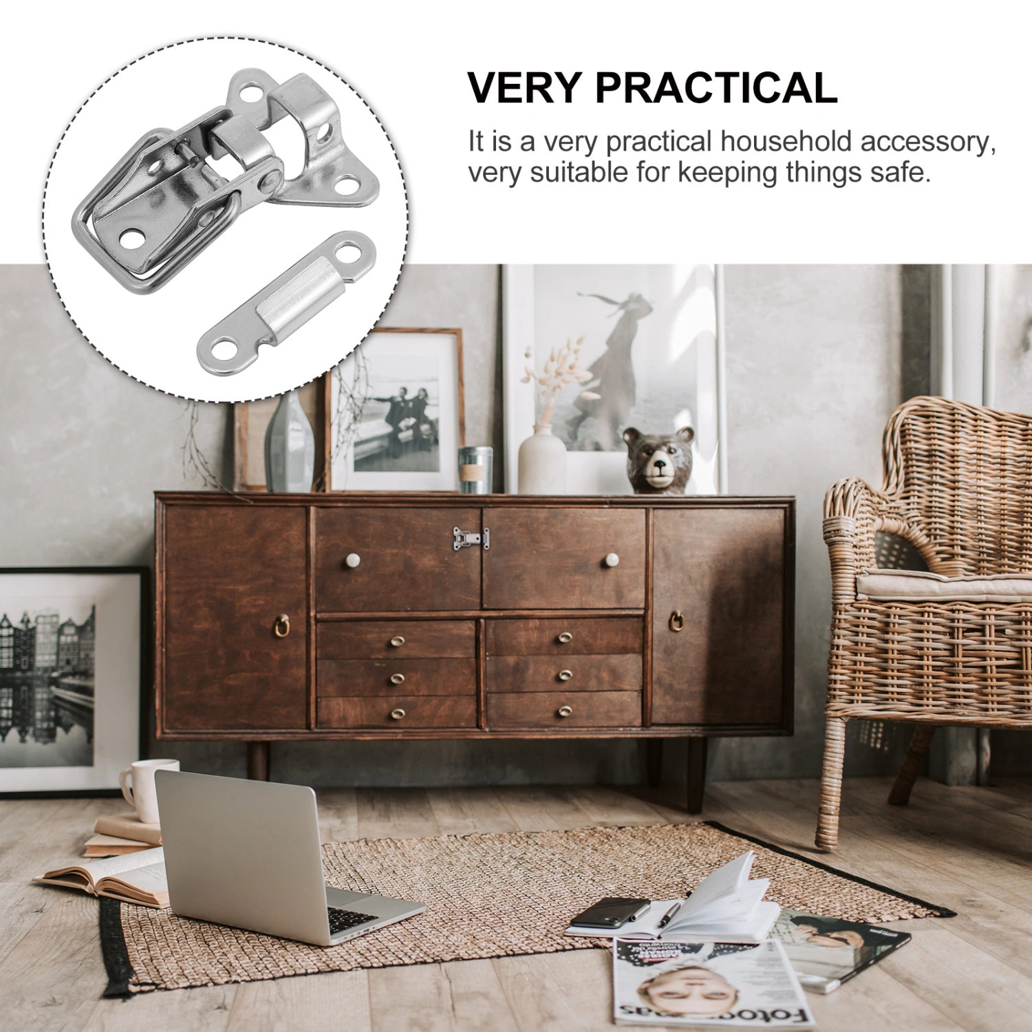 2pcs Stainless Steel Cabinet Box Locks Practical Suitcase Toggle Hasps