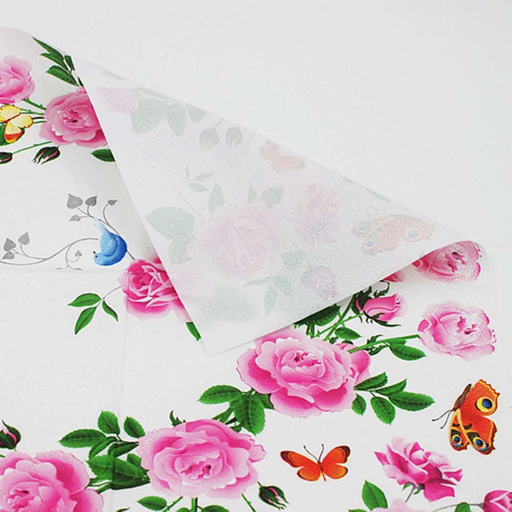 20 Sheets Disposable Napkins Rose Pattern Tissue Napkin Party Supplies
