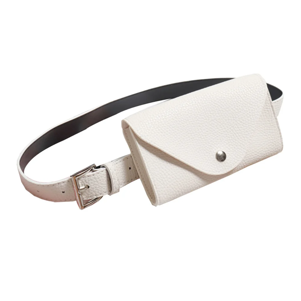 PU Beige Mini Belt Phone Bag Envelope Waist Pack for Women Small Belt Phone Purse