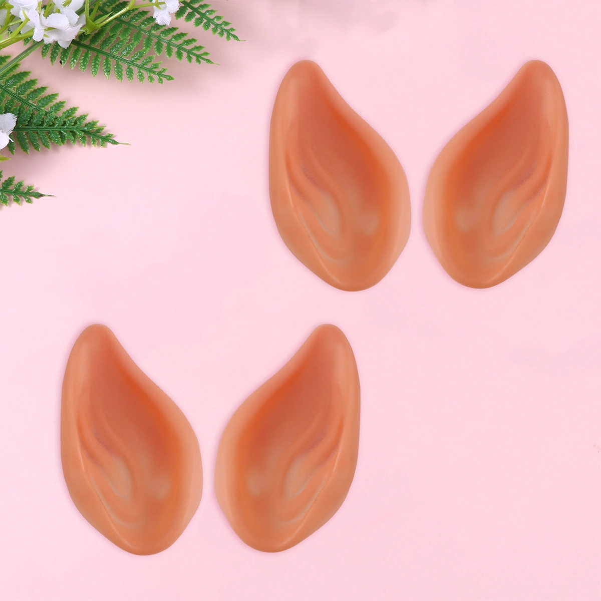 2 Pairs Halloween Fake Ear Simulated Ear Adornment False Ears Fake Cosplay Ornament Halloween Party Props for Kids Children (Skin Color)