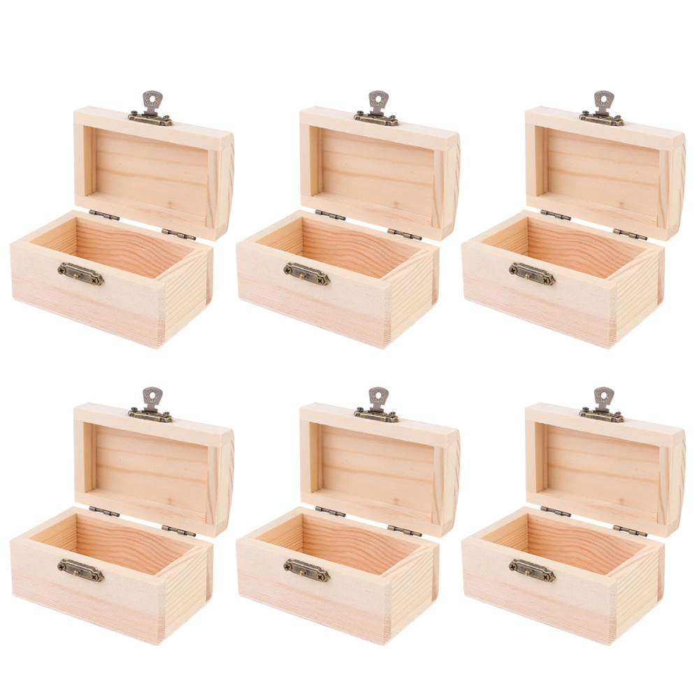 6pcs Rectangular Storage Case Mini Jewelry Boxes Sundries Holder Natural Wood Case for Desk Table