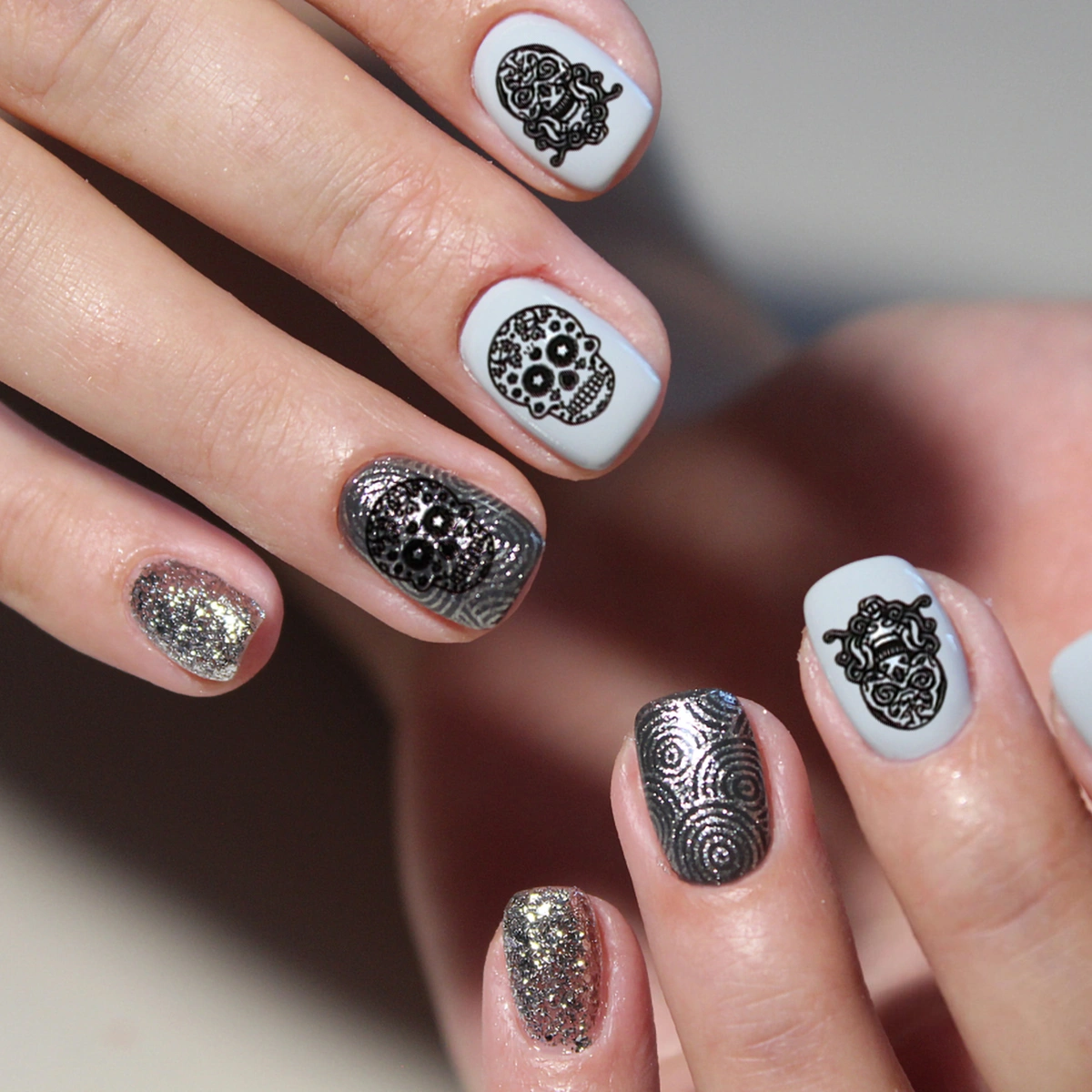 15 Sheets Halloween Themed Nail Art Stickers Horror Skull Manicure Stickers