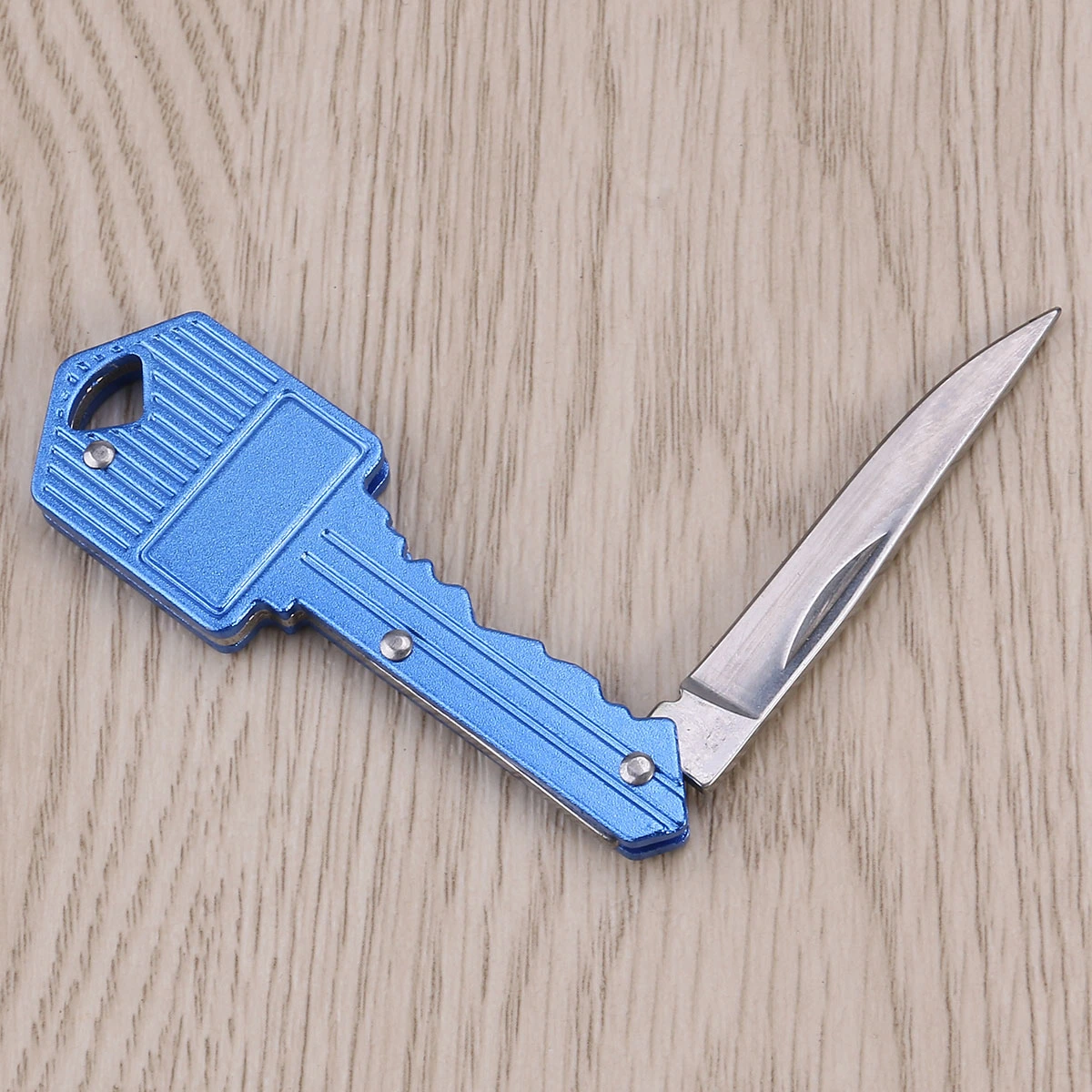 Multi Functional Folding Stainless Steel Key Shape Pocket Portable Camping Outdoor Survival (Blue)