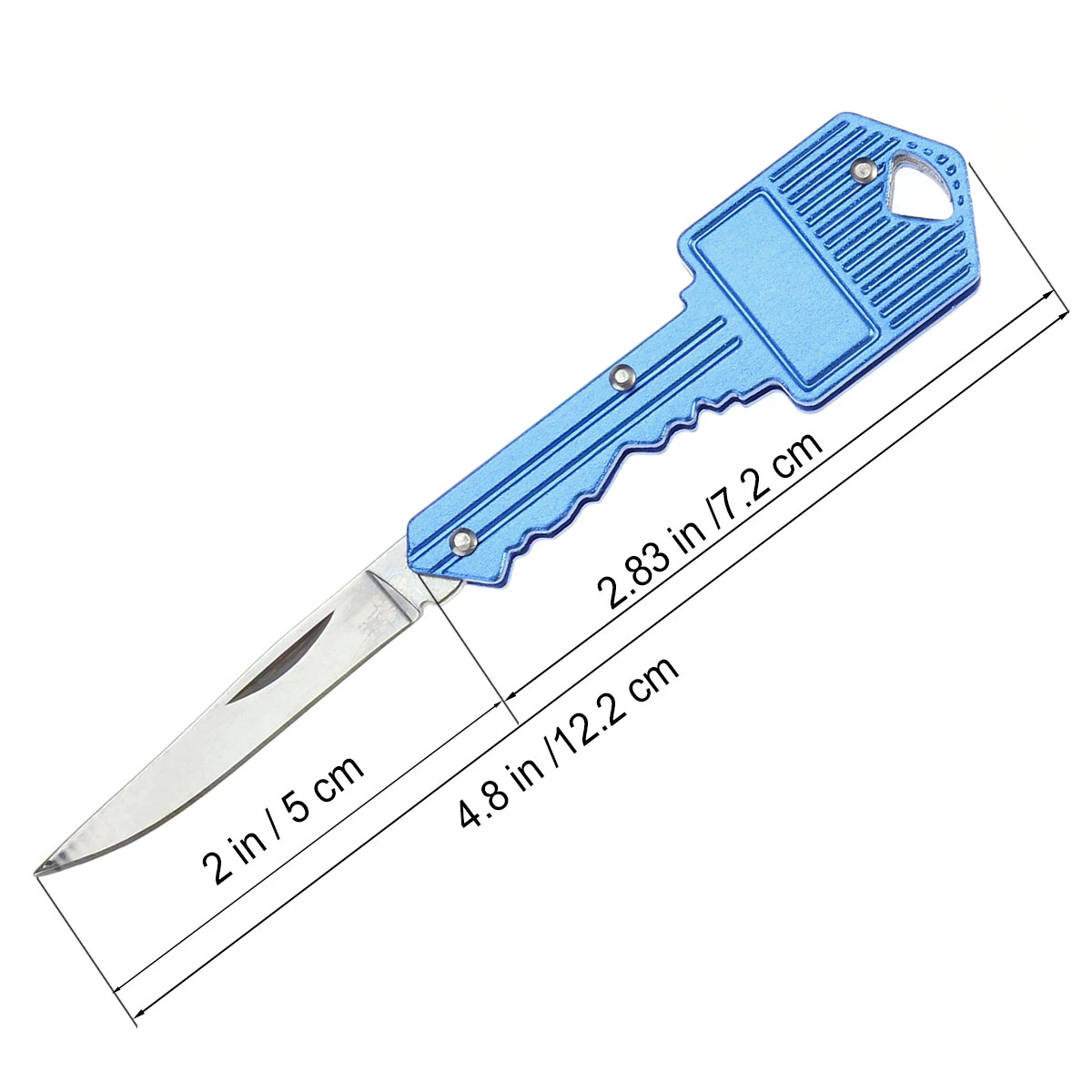 Multi Functional Folding Stainless Steel Key Shape Pocket Portable Camping Outdoor Survival (Blue)