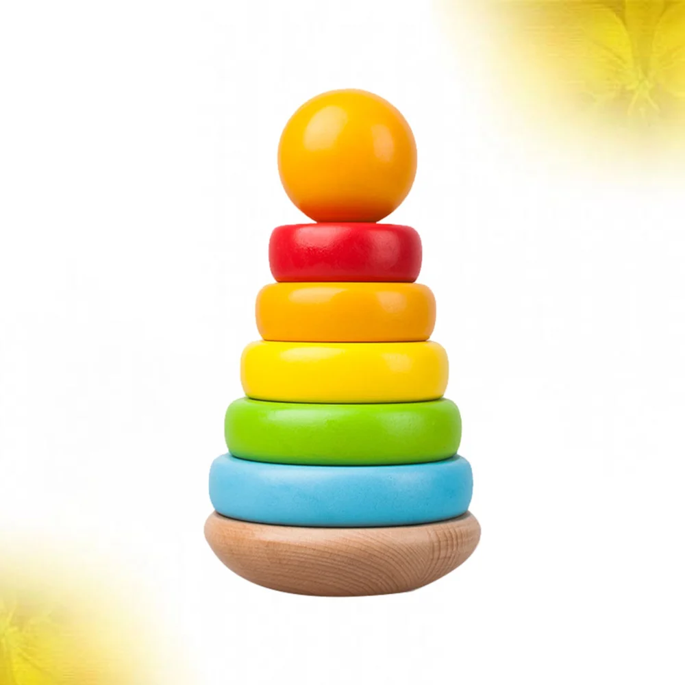 1 Set of Stacking Game Toys Rainbow Building Blocks Early Learning Tumbler Educational Accessories Random Color