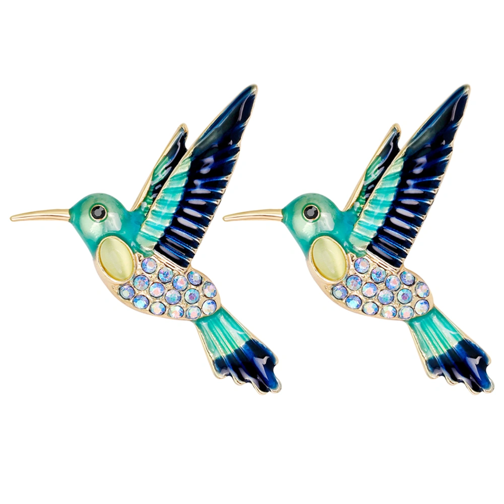 2Pcs Personality Breastpin Creative Clothes Accessory Vintage  Hummingbird Shaped Brooch Fashion Corsage for Woman