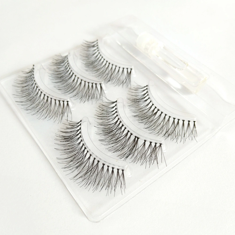 3 Pair False Eyelashes Naltural Cross Fake Eyelashes Nude Makeup Eyelashes Makeup Fake Eyelashes With Glue