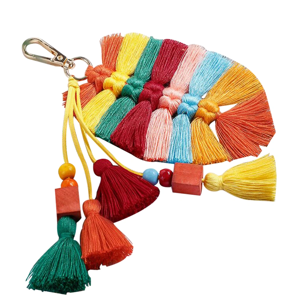 Handmade Keychains Decor National Style Tassel Pendant Colorful Leaf Shape Hanging Ornaments for Handbag Backpack Keychain Supplies