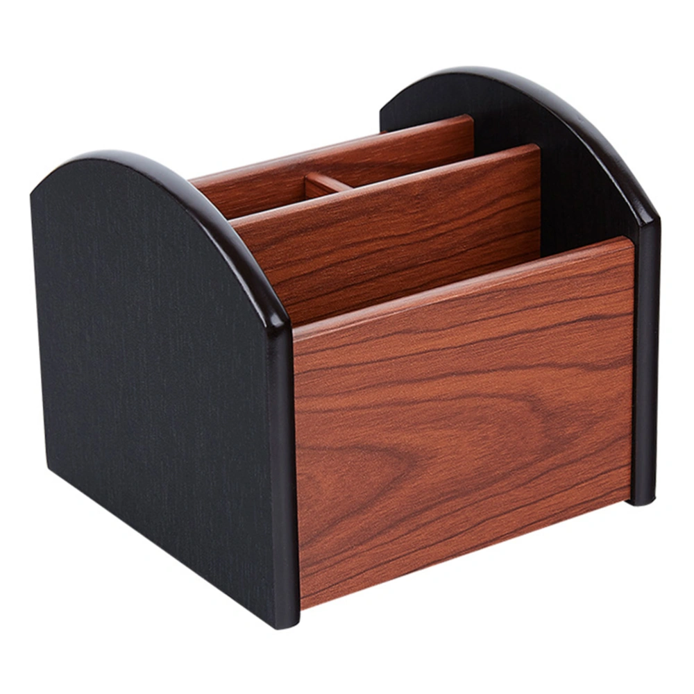 Wooden Desktop Storage Box Multifunction Pen Container Desk Sundries Organizer for Office