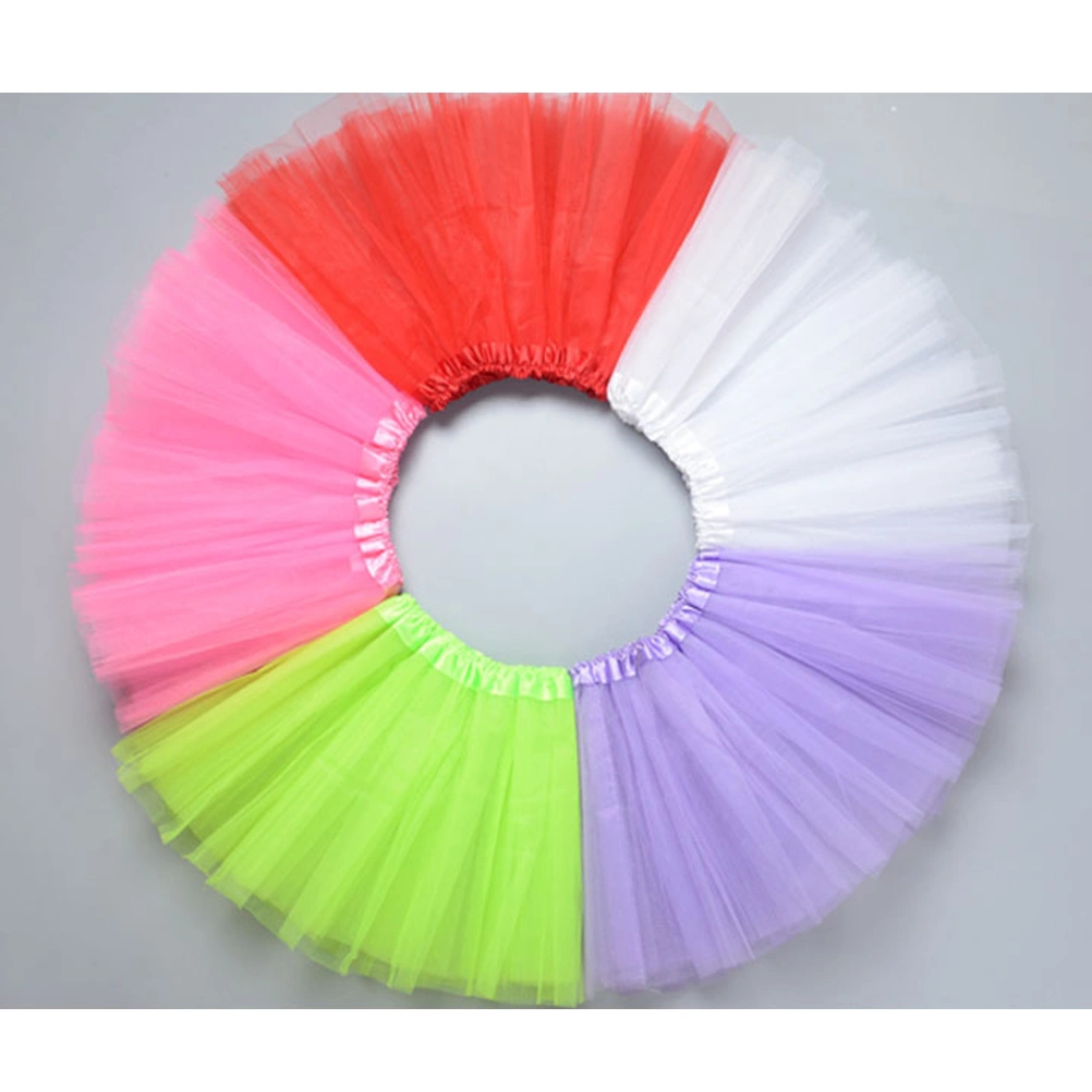 Women Tulle Layered Tutu Skirt Dress for Showing Costume (White)