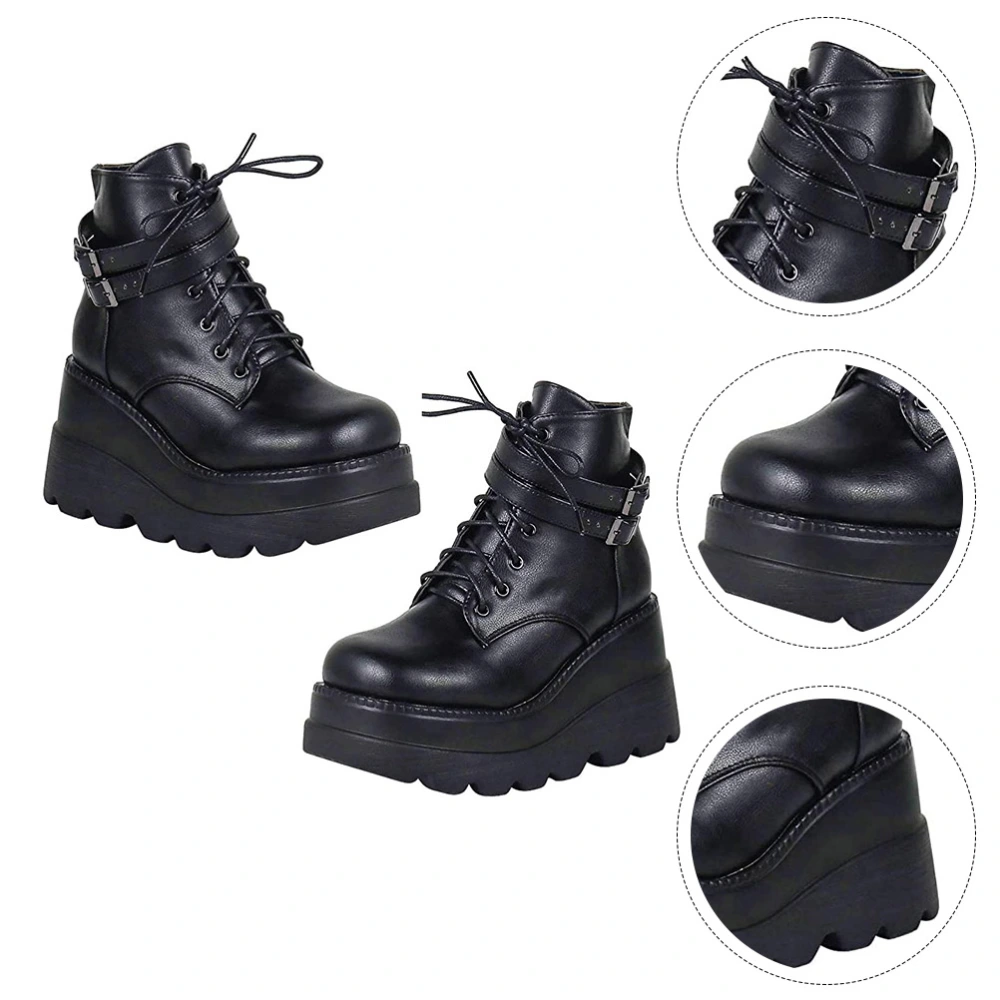 1Pair Winter Round  Head Boots Thick Bottom Short Boots Stylish Women Shoes