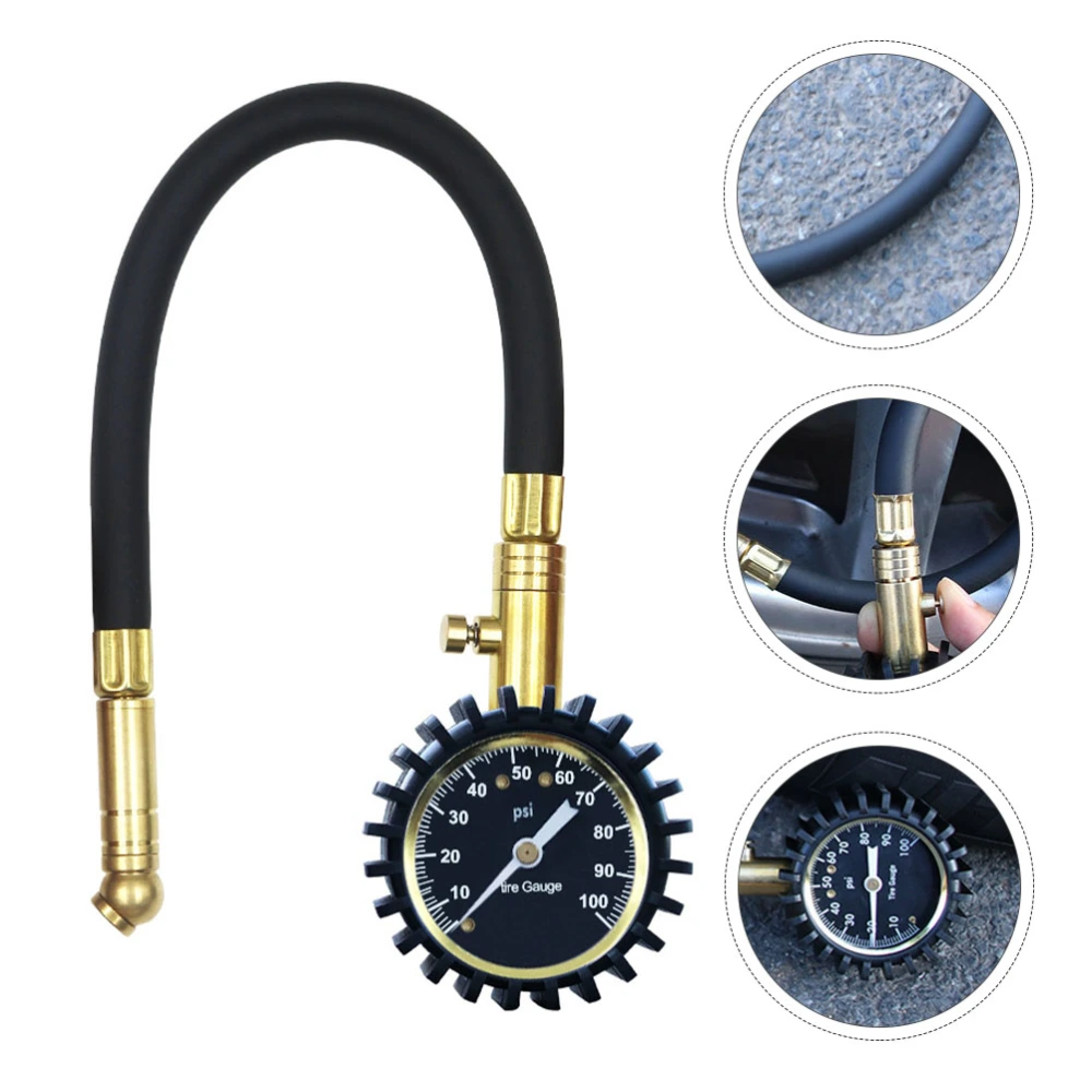 Car Tire Pressure Gauge with Flexible Hose Tire Air Inflator Meter Car Supply