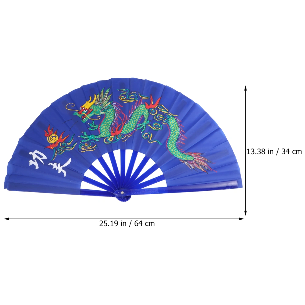 1Pc Plastic Chinese Fan Kungfu Fan Martial Arts Fan Performance Fan Taichi Fan (Blue)