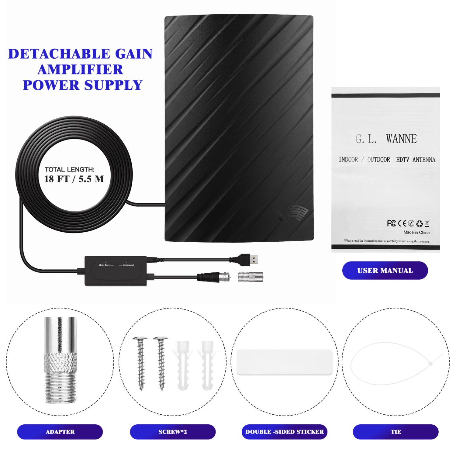 Digital TV Antenna HDTV 4K 1080P Signal Receiving Antenna TV Aerial for Outdoor Indoor