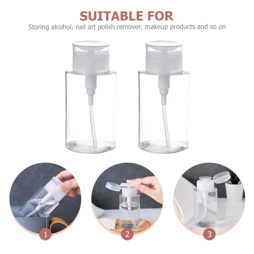 2Pcs Push Down Bottle Cosmetics Liquid Bottle Skincare Bottle Push Down Dispenser for Nail Remover