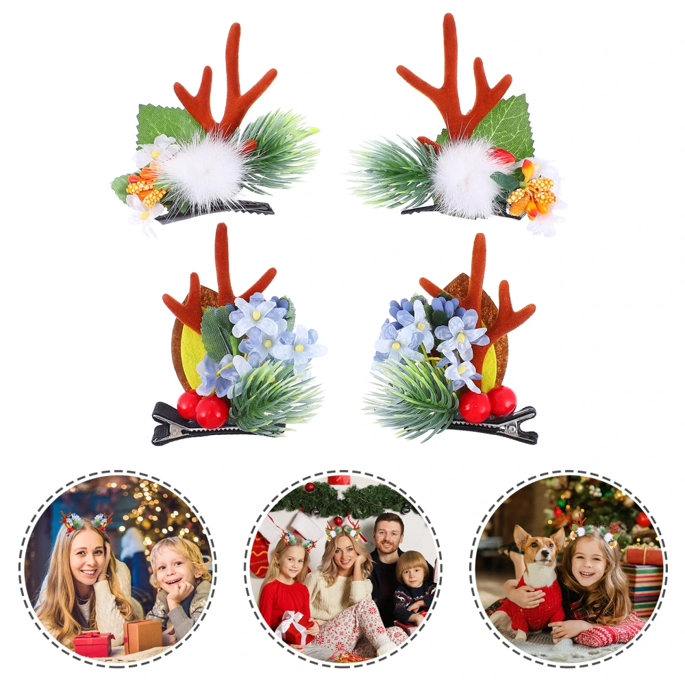 2 Pairs Christmas Kids Hairpins Antlers Hair Clip Deer Horns Hair Holder Hairpin