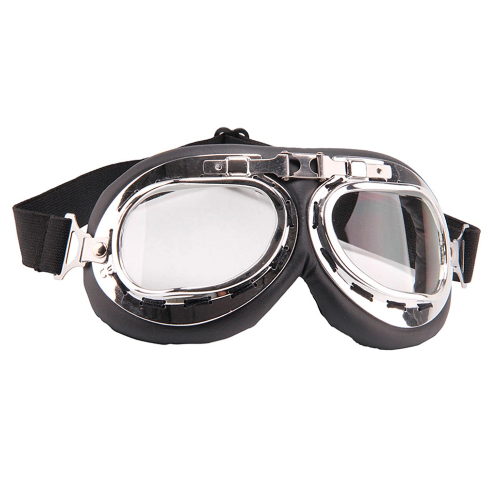 Military WWII RAF Pilot Style Motorcycle Biker Moto Bike Biker Motocross ATV Scooter Cruisers Chopper Helmet Sun UV Goggles (Transparent Color)