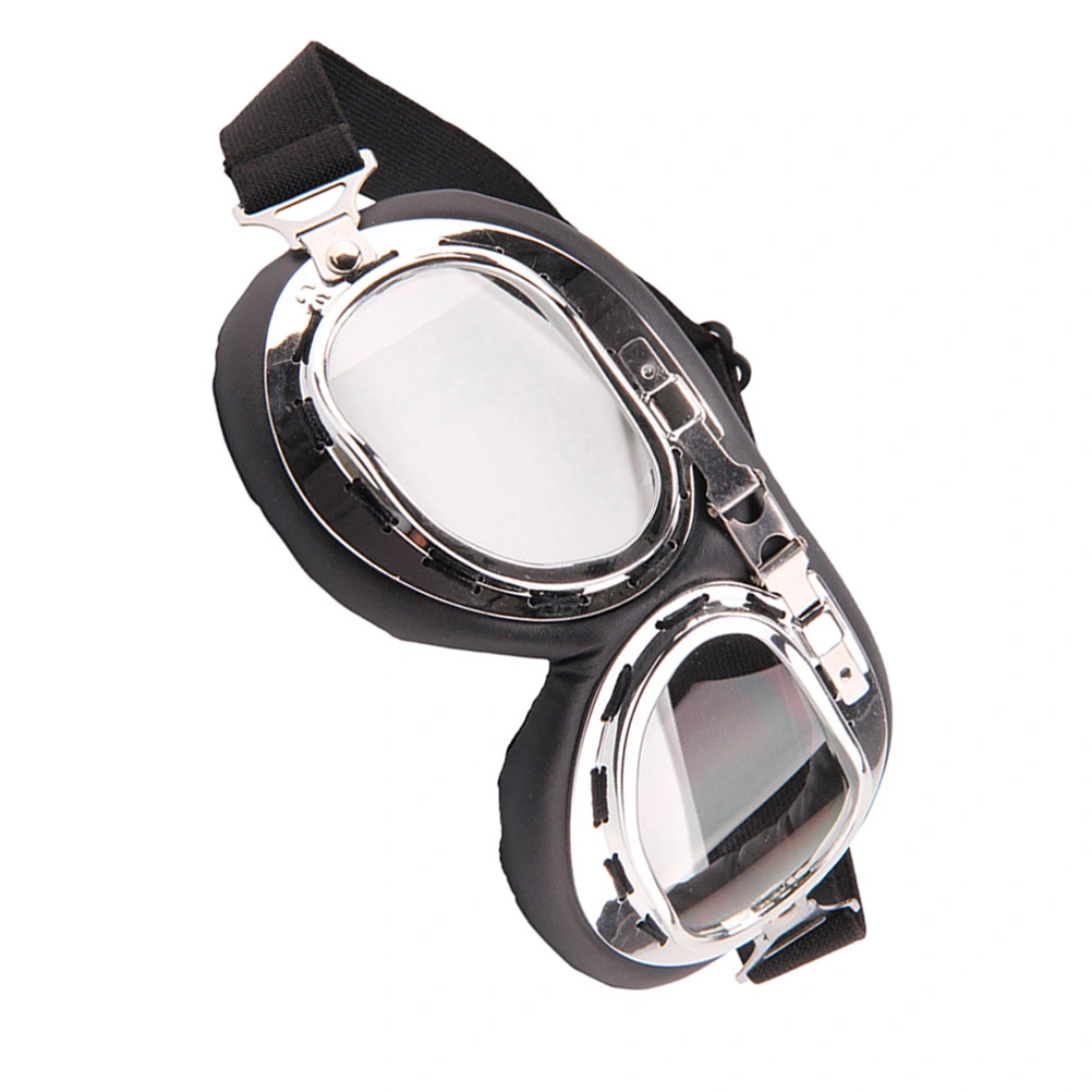 Military WWII RAF Pilot Style Motorcycle Biker Moto Bike Biker Motocross ATV Scooter Cruisers Chopper Helmet Sun UV Goggles (Transparent Color)