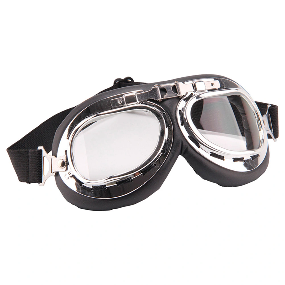 Military WWII RAF Pilot Style Motorcycle Biker Moto Bike Biker Motocross ATV Scooter Cruisers Chopper Helmet Sun UV Goggles (Transparent Color)