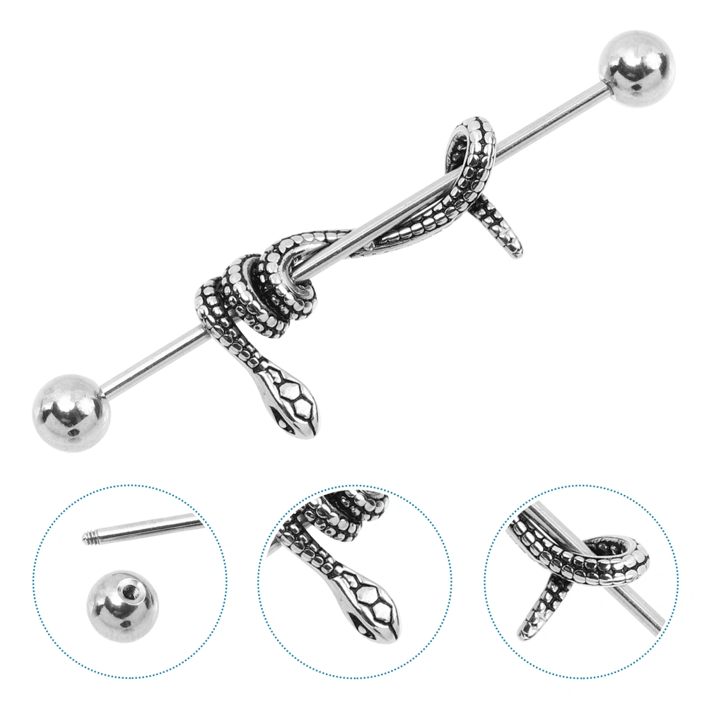 Cartilage Earring Gothic Snake-shaped Barbell Earrings Punk Cartilage Earring