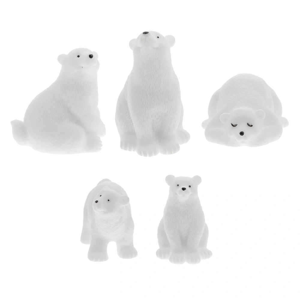 5pcs Resin Polar Bear Decors Mini Polar Bear Decors Mini Animal Adornments