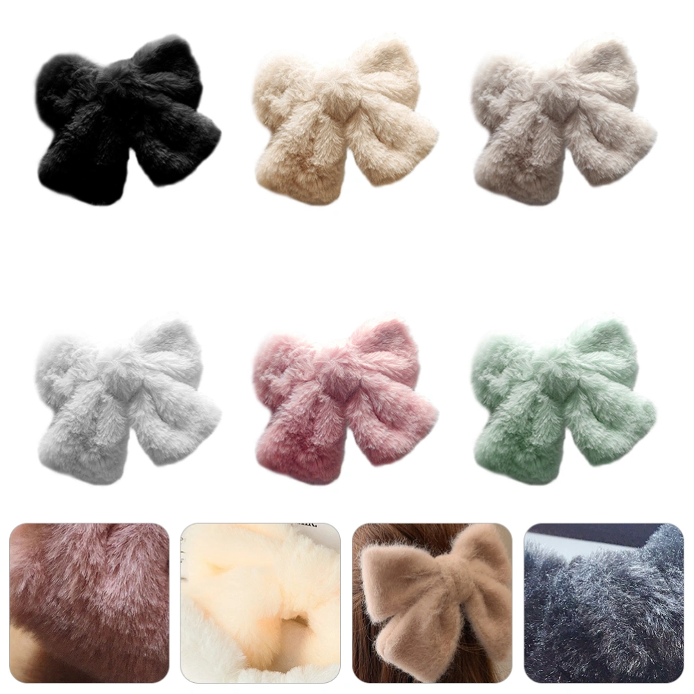 6pcs Fashion Hair Accessories Girl Plush Bow Headdress Bow Barrette Hair Clips