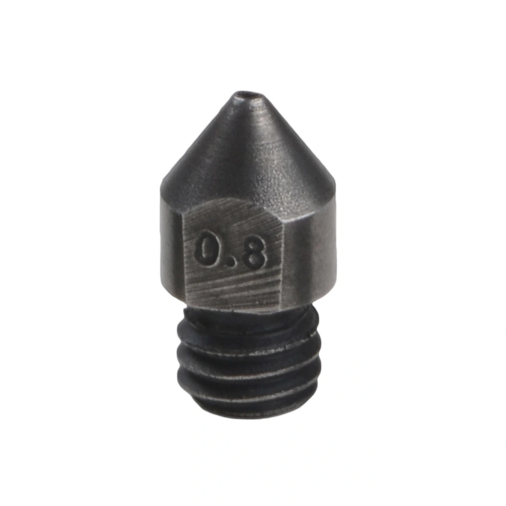 Hardened Steel Extruder Nozzle Wear-resistant Anti-corrosion 0.8mm Thread Nozzle Tip Head Compatible for MK8 3D Printer (Black)