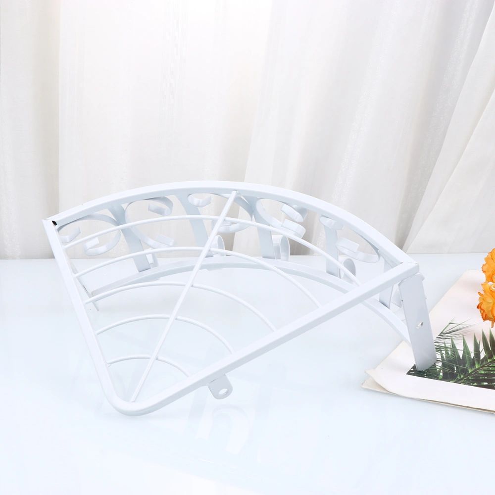 1pc Iron Art Flower Pot Rack Wall Mounted Flower Shelf Hanging Semicircle Flower Stand Hanging Basket (White)