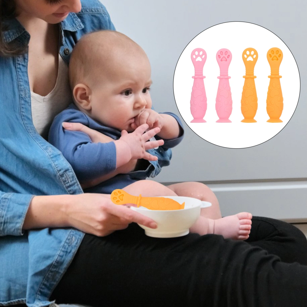 4pcs Silicone Infant Eating Spoons Baby Feeding Training Scoops Baby Supplies