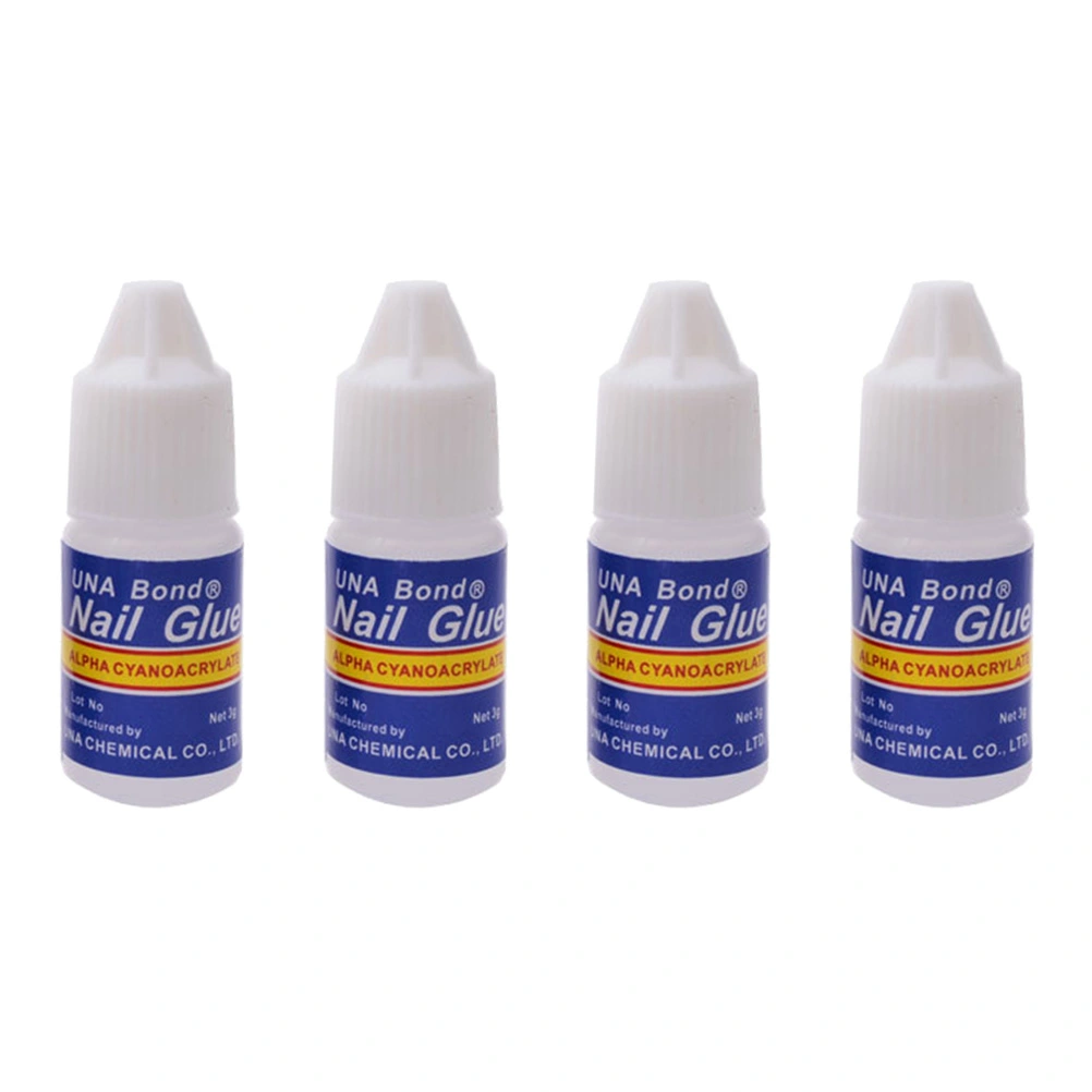 4pcs 3g Professional Acrylic Nail Art Glue Bottle Tips Rhinestones Manicure Tools for UV Gel Nail Art Use
