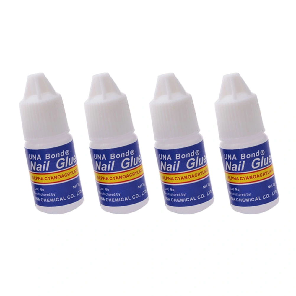 4pcs 3g Professional Acrylic Nail Art Glue Bottle Tips Rhinestones Manicure Tools for UV Gel Nail Art Use