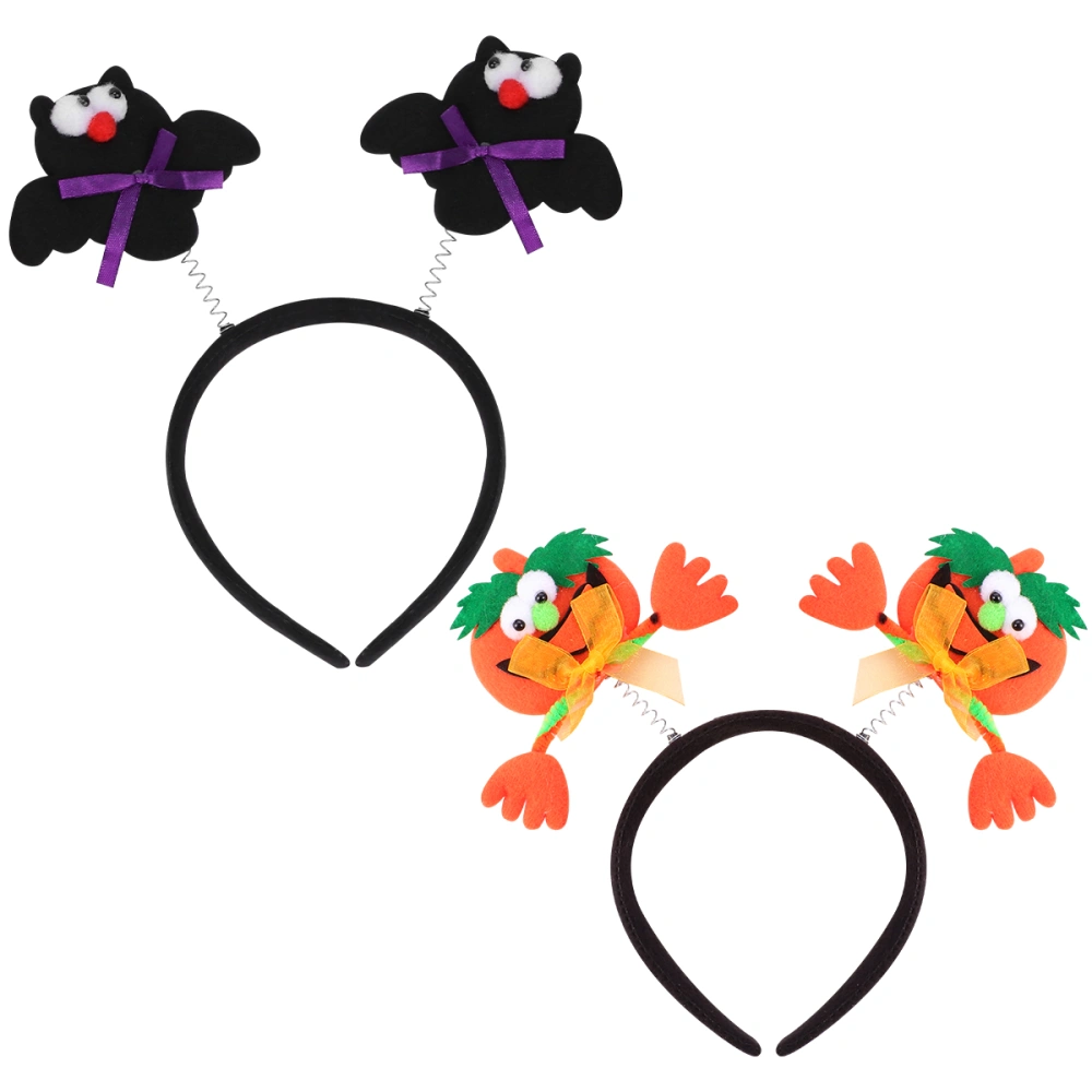 2pcs Halloween Glowing Headband Flashing Pumpkin Hairband Delicate Party Props