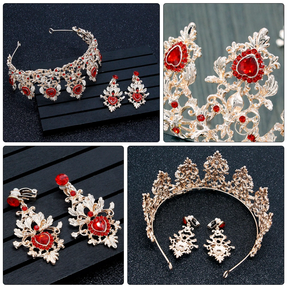 1 Set of Bride Crown Hairpin Earring Kit Stylish Jewelry Wedding Dress Accessory