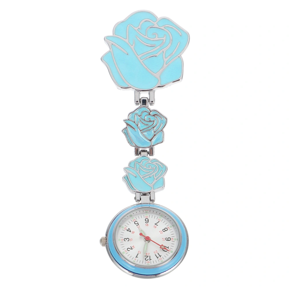 Fashion Rose Pocket Watch Round Dial Clip On Hanging Fob Nurse Pocket Watch