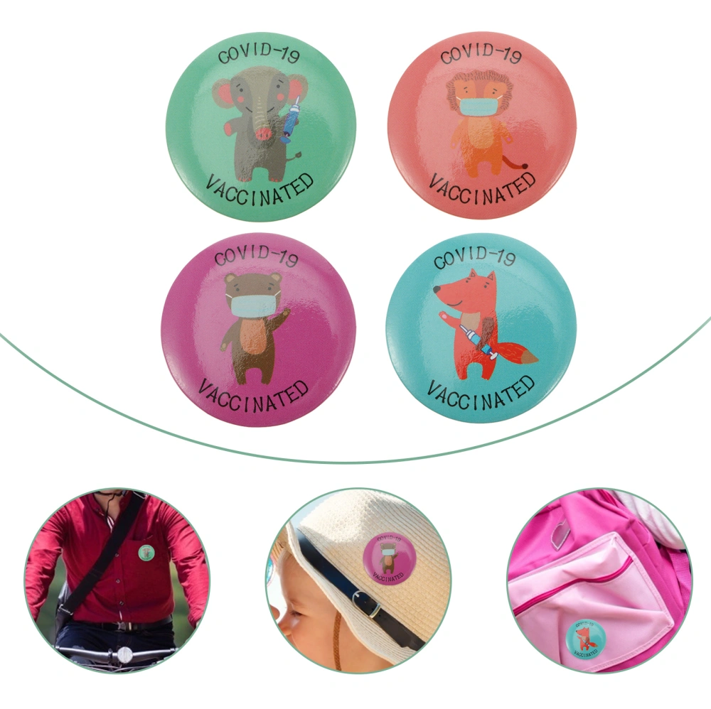 4pcs Cartoon Animal Vaccine Brooch Vaccine Button Pin Vaccine Breast Pin