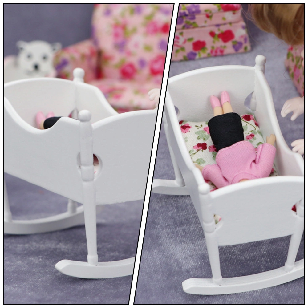 1Pc Mini Cradle Plaything Child Small cradle Model for Dolly House (White)