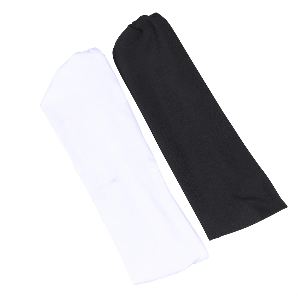 2 Pcs Sports Polyester Hand Painting Pattern Sweatbands SPA Facial Headband Makeup Wrap Yoga Headband Adjustable Band (Black White)