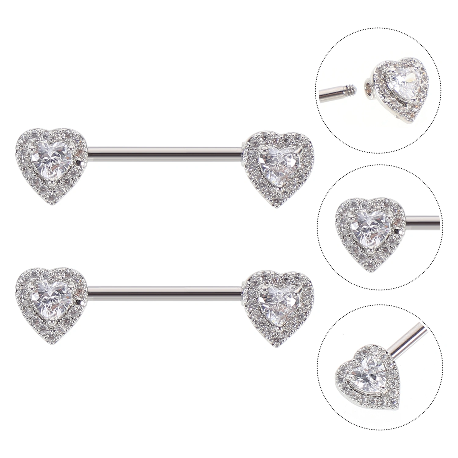 1 Pair Love Heart Nipples Rings Stainless Steel Tongue Nipples Barbell Ring