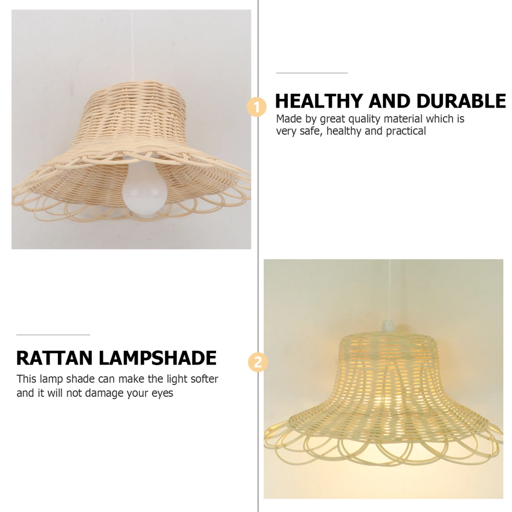 1pc Rattan Lamp Cover with Light Dust-proof Lamp Screen Lamp Cover Decor (Khaki)