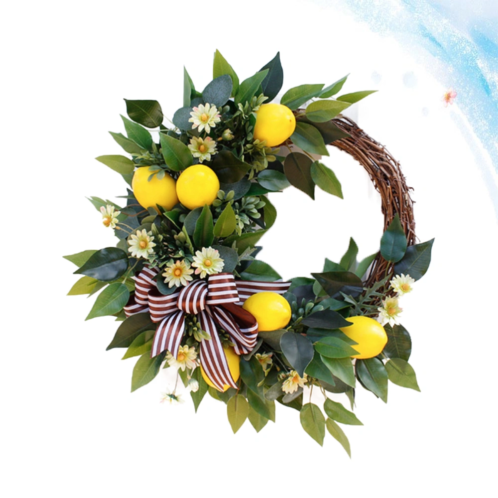 1PC Simulated Lemon Wreath Wall Hanging Lemon Garland Decor Artificial Plants Wreath Pendant for Home Wall (Colorful)