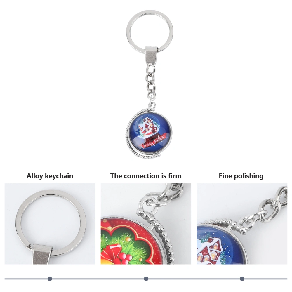 Cartoon Santa Double-sided Rotating Key Chain Christmas Key Chain Gift