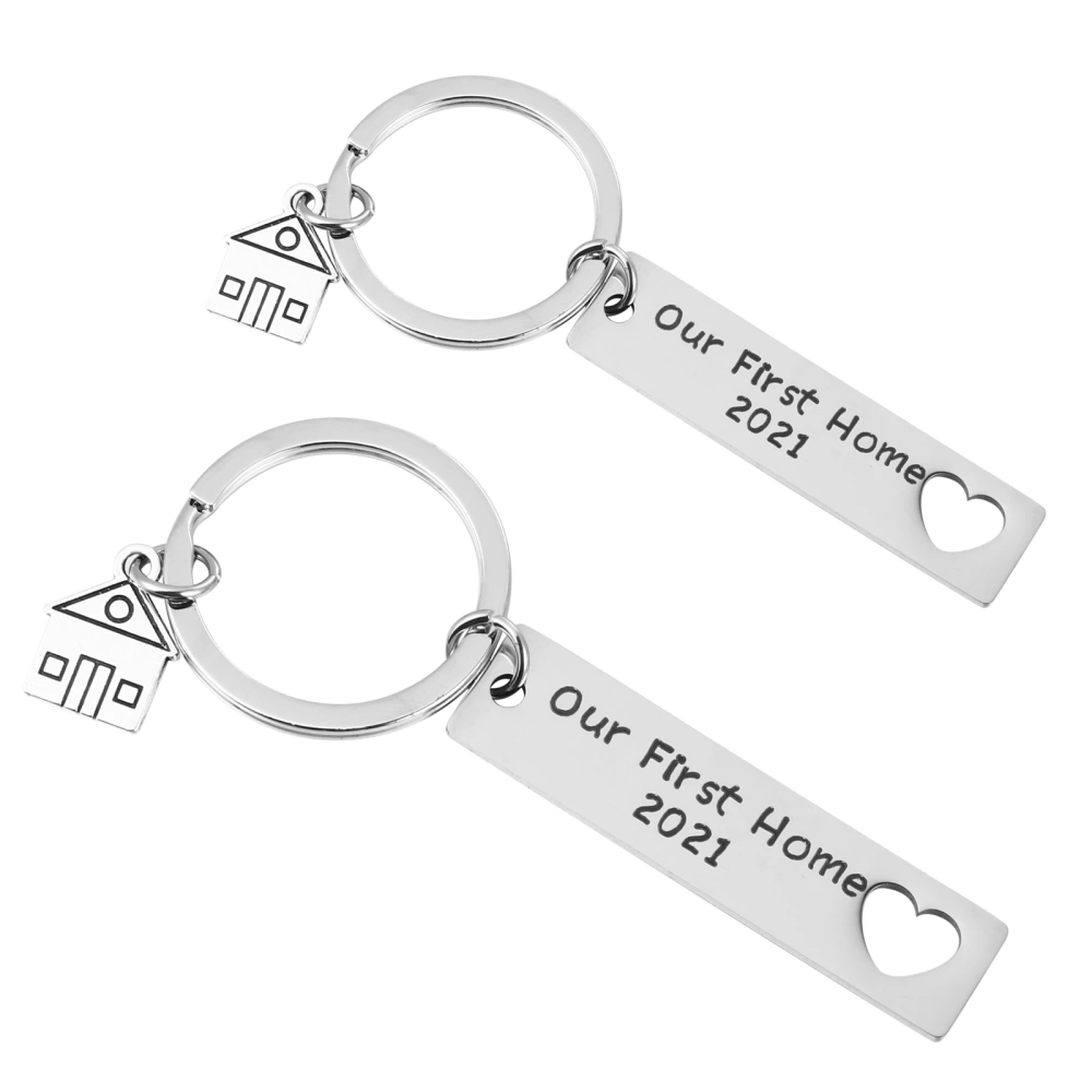 2Pcs Stainless Steel Keychains Chic Bag Pendants Housewarming Key Rings