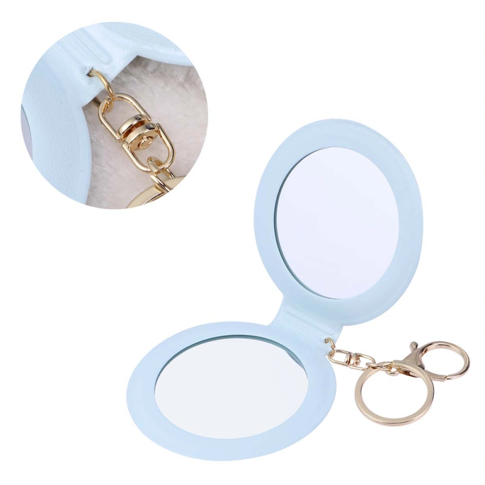 Mini Pocket Makeup Mirror Cosmetic Compact Mirrors Portable Double Sides PU Leather Frame Make up Mirror for Women (Light Blue)