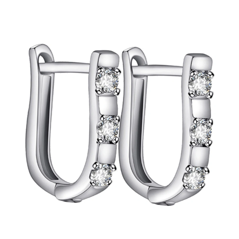 Rhinestone Earrings All-Match Shining Silver Eardrop Earrings for Women (Silver)