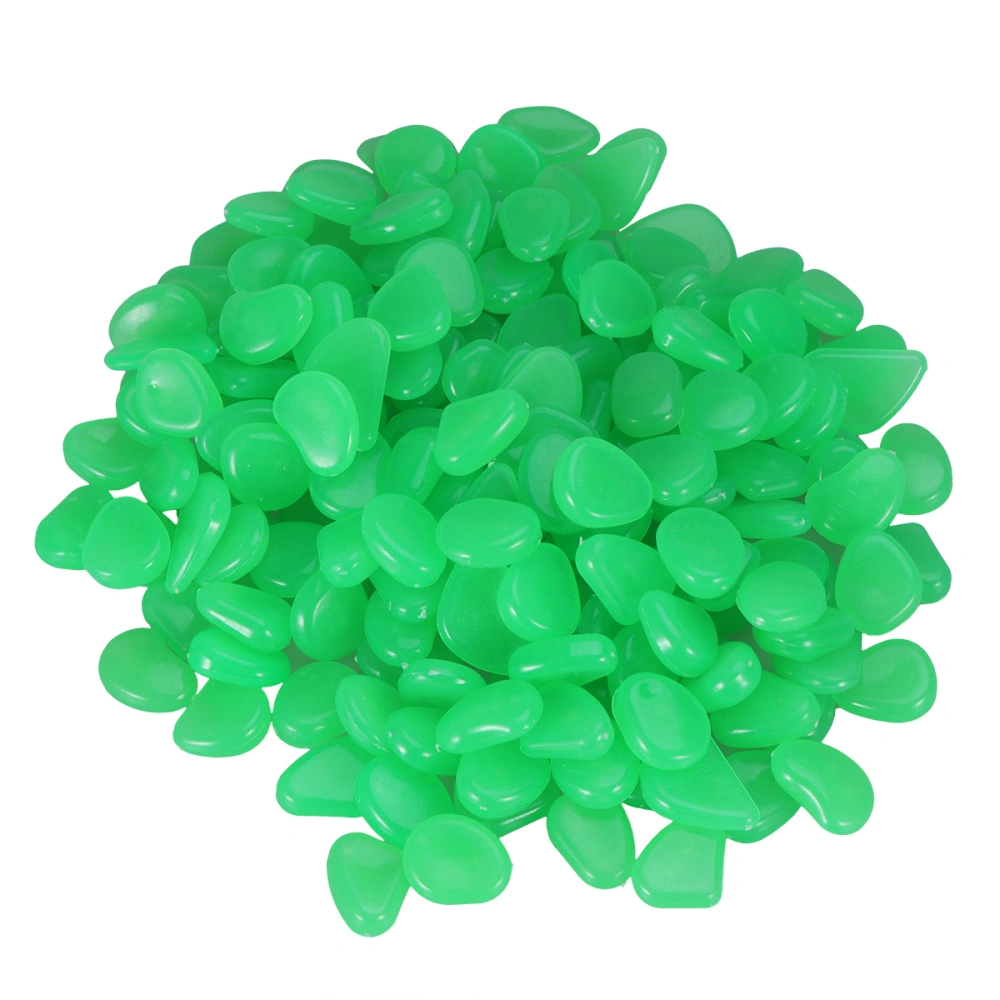 300pcs Luminous Cobblestones Pebbles Stones Glow in the Dark for Aquarium Fish Tank Gravel Decorations For Garden Yard (Green)