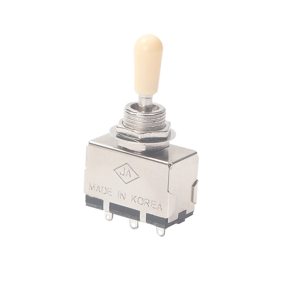 3 Way Pickup Selector Toggle Switch Guitar Box Toggle Knob (Yellow and Chrome)