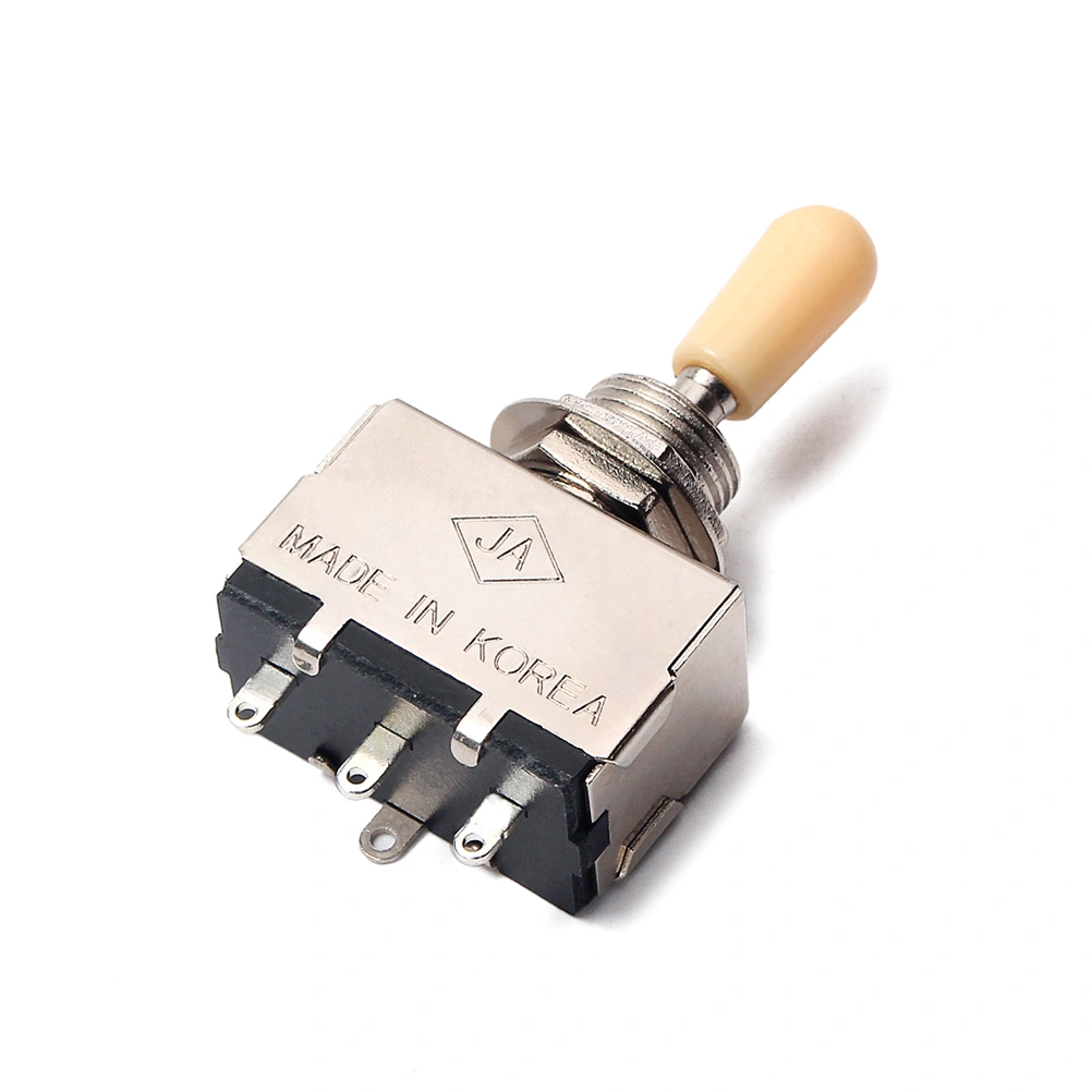 3 Way Pickup Selector Toggle Switch Guitar Box Toggle Knob (Yellow and Chrome)