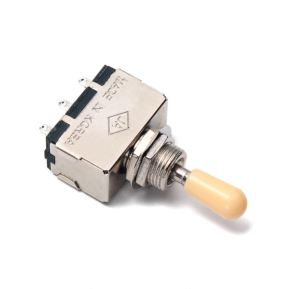 3 Way Pickup Selector Toggle Switch Guitar Box Toggle Knob (Yellow and Chrome)